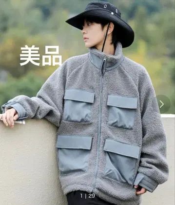 FVLMEN 빅 실루엣 CPO 포켓 스탠드넥 보아 블루종