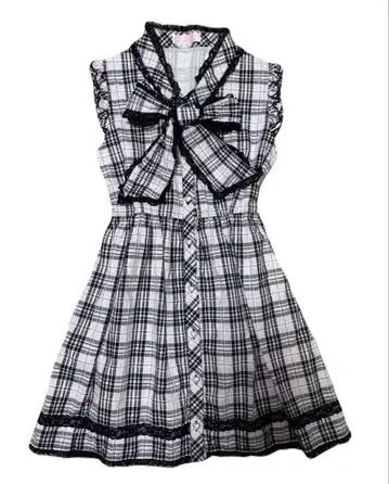 00s y2k TRALALA 히메 스타일 헤이세이 당시 체크 리본 원피스