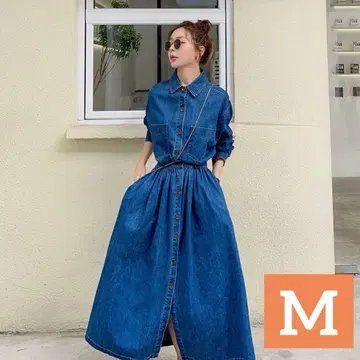 M 데님풍 원피스 성숙/러블리 루즈핏 실루엣 외출 코디