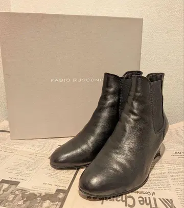 새상품급 파비오 루스코니 블랙 사이드 고어 부츠 36 가죽