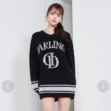 Darich 믹스 컬러 로고 니트 튜닉 블랙