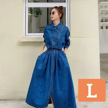 L 데님풍 원피스 성숙/러블리 루즈핏 실루엣 외출 코디