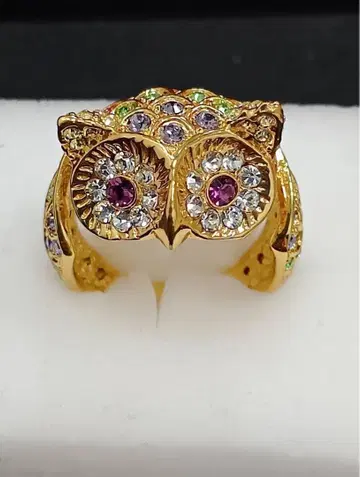 [개운] 올빼미 멀티 컬러 골드링 14호 사이즈