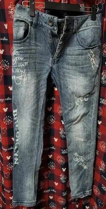 칼카니 로고 자수 데님 팬츠 청바지