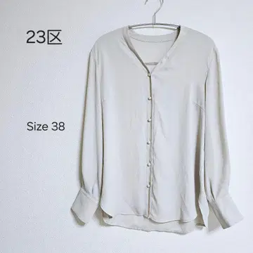 23구 온워드 카시야마 베이지 스키퍼 셔츠 펄 버튼 루즈핏