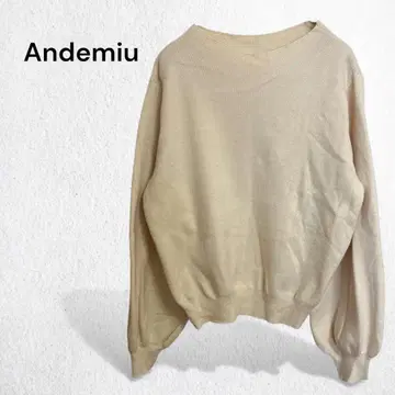 안데뮤 니트 스웨터 풀오버 상의 볼륨 소매 깔끔한