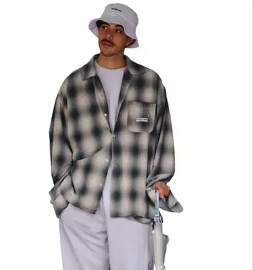 CAHLUMN 긴팔 셔츠 그레이 체크 무늬