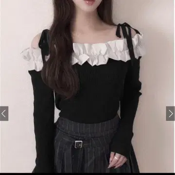 GRL 리본 프릴 오프숄더 니트탑 [so36]