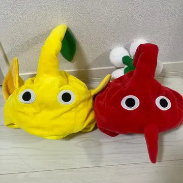 피크민 코스프레 모자 세트 (빨간색 & 옐로우 컬러) 2개입