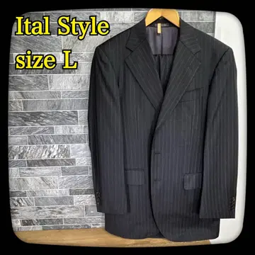 Ital Style 비즈니스 정장 L 사이즈 스트라이프 안감 울 100%