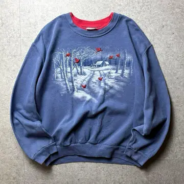 탑 티치 애니멀 새 아트 예술 설경 아메카지 파랑 XL