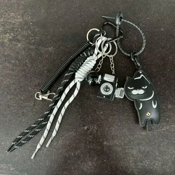 검은 고양이 디자인 키링 카메라 참 포함 백참 멍냥이 고양이