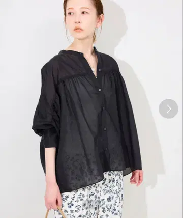 슬로브 이에나 iena 비침 벌룬 슬리브 셔츠 블랙 시어 블라우스