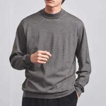 UNITED ARROWS 모크넥 니트 블랙 베이지 M