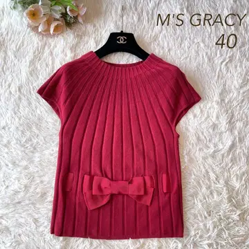 M'S GRACY 2020년 허리 리본 리브 니트 레드 40