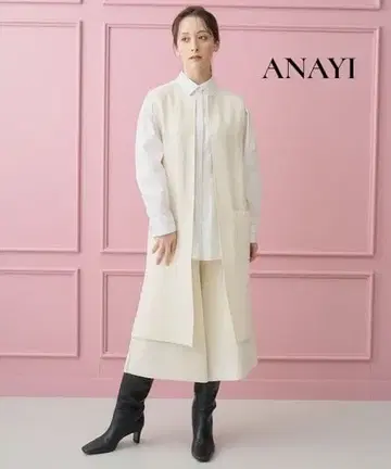 아나이 ANAYI 울 실크 밀라노 리브 큐롯 팬츠 아이보리 38 새상품급