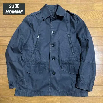 23구 HOMME 가을 코트 차콜 그레이 스트라이프 밀리터리 자켓