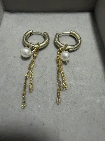 후프 귀걸이 펄과 체인 포함