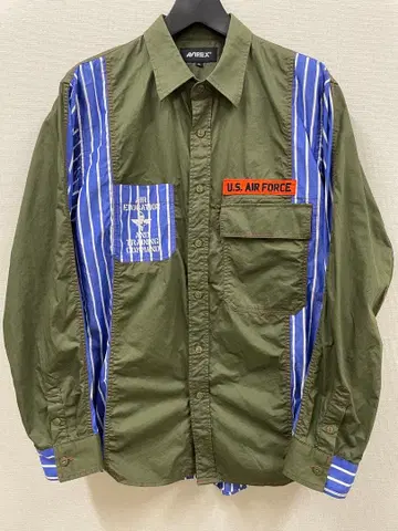 AVIREX 리메이크 스트라이프 밀리터리 셔츠