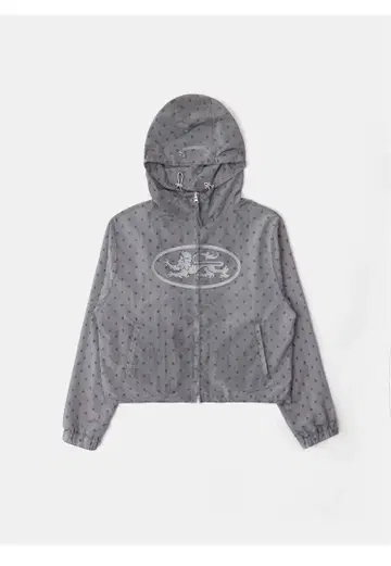 Badblood 그레이 도트 무늬 후드 부착 후드티