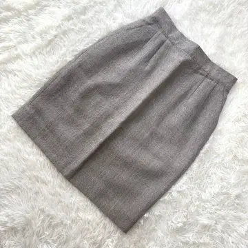 애스콧 [ 9호/M 상당 ] 헤링본 무릎 기장 스커트 그레이 울