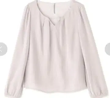 연보라색 긴팔 V넥 블라우스