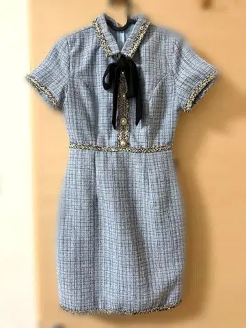 dazzy 트위드 패턴 리본 포함 타이트 드레스