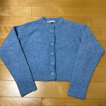ZARA 슬릿 니트 가디건 S 블루