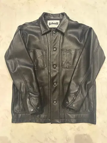Schott 가죽 커버올 자켓 블랙 S 사이즈