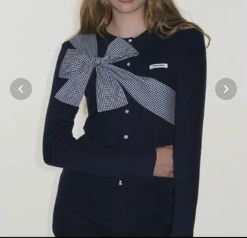 택 포함 미사용 새상품 crank 리본 가디건 크랭크 리본 니트 한국