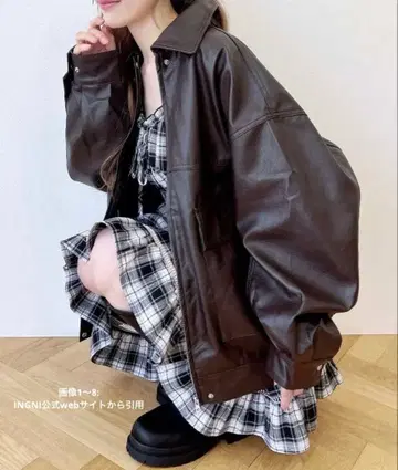 [ INGNI ] 가죽 자켓 [다크 브라운]