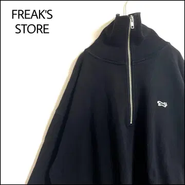 FREAK'S STORE 맨투맨 블랙 오버 사이즈 하프 지퍼