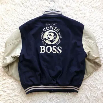 [초대 초레어] 산토리 보스점 천연 가죽 소매 가죽 바시티 자켓