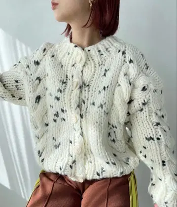 SANSeLF 도트 디자인 니트 가디건