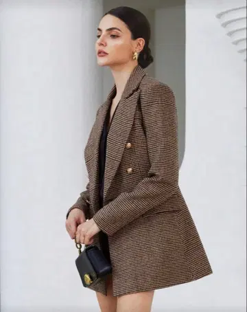 브라운 더블 브레스트 테일러드 자켓