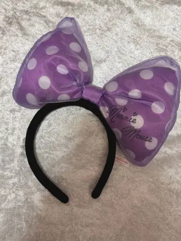 보라색 도트 리본 머리띠