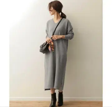 [ 새상품 ] URBAN RESERCH DOORS V넥 니트 원피스 양모
