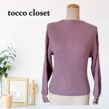 zC83 [ M ] tocco closet 리브 니트 펄 버튼