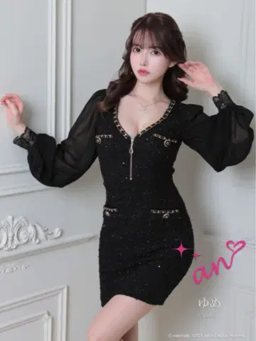 an 블랙 타이트 드레스 라메 트위드 새상품 S