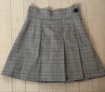 SNIDEL 브라운 체크 플리츠 스커트 미니 기장