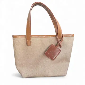 Kitamura 키타무라 캔버스 가죽 토트백 미니 베이지