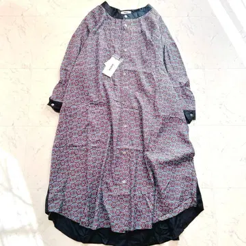 택 포함 미사용품 ZUCCA 사라사 프린트 롱 원피스