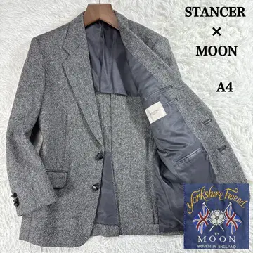 [ 빈티지 ] MOON 원단 트위드 자켓 헤링본 A4 그레이