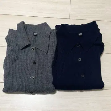 UNIQLO 메리노 리브 폴로 가디건 2벌 세트