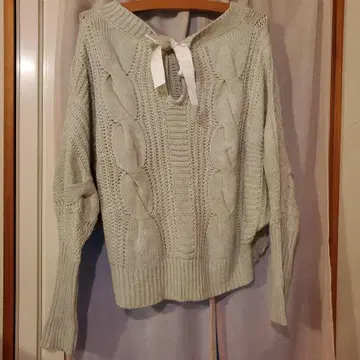 이마쥬 백 리본 민트 그린 니트 스웨터 긴팔