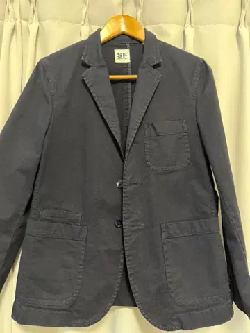 네이비 코튼 블레이저