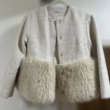 CELFORD 트위드 퍼 자켓 베이지 36