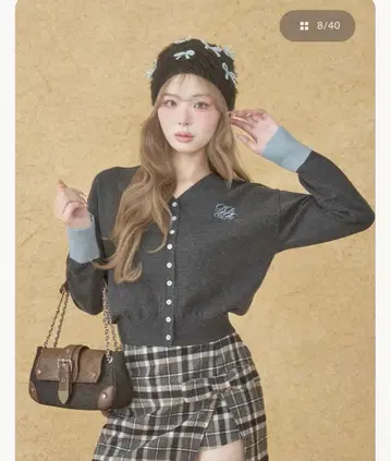 Darich 포인트 컬러 가디건 C-GRY