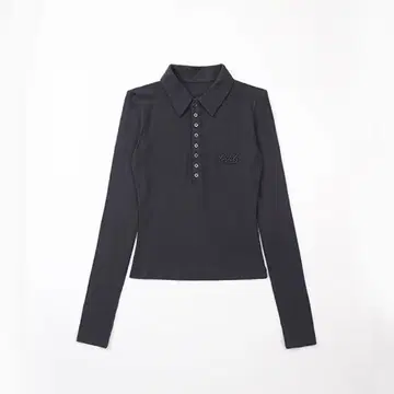 Badblood 다크 그레이 피케 셔츠 긴팔