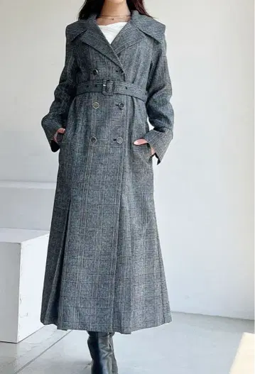 RESEXXY 라운드 칼라 머메이드 코트 그레이